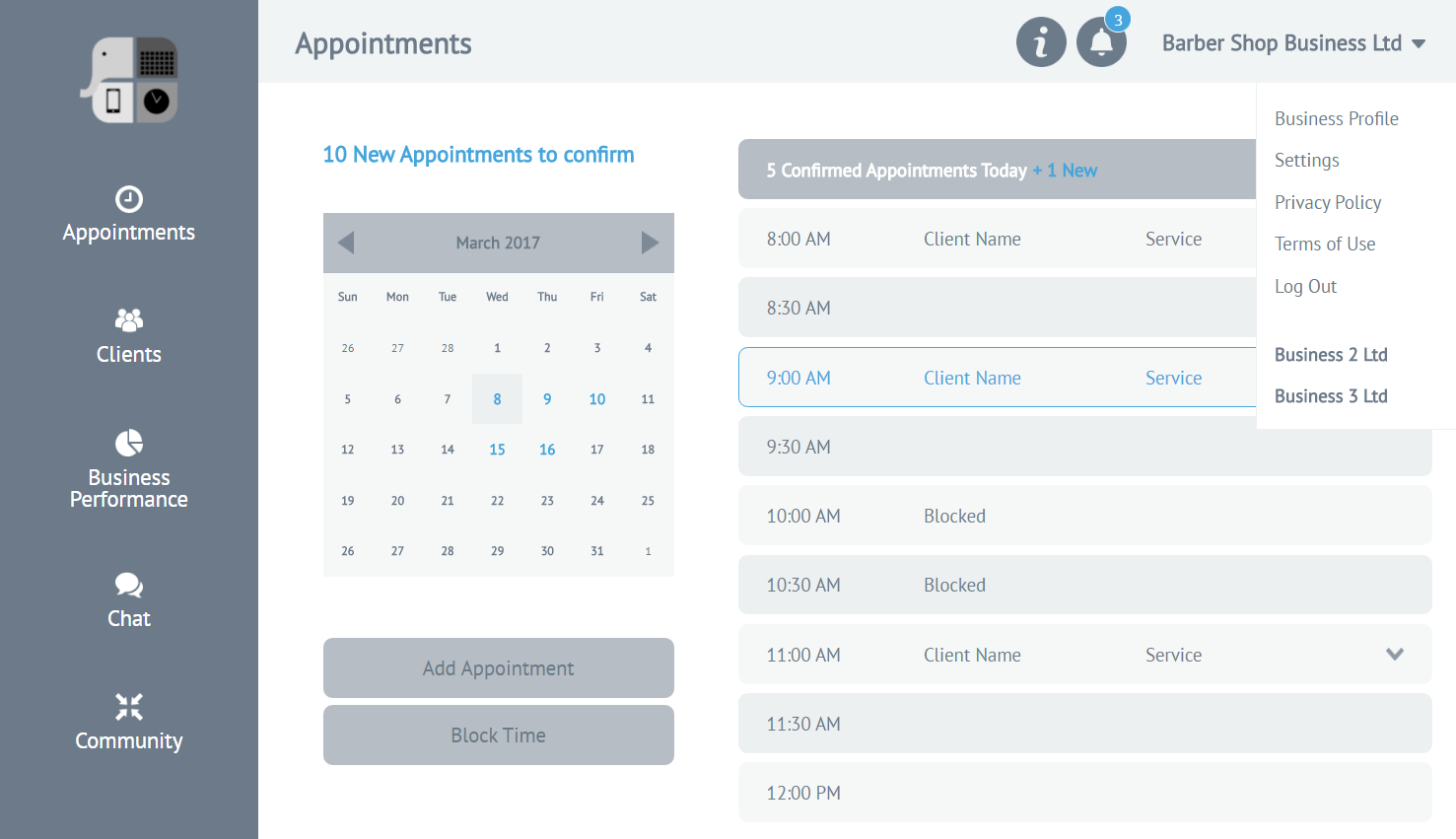 appointments-menu