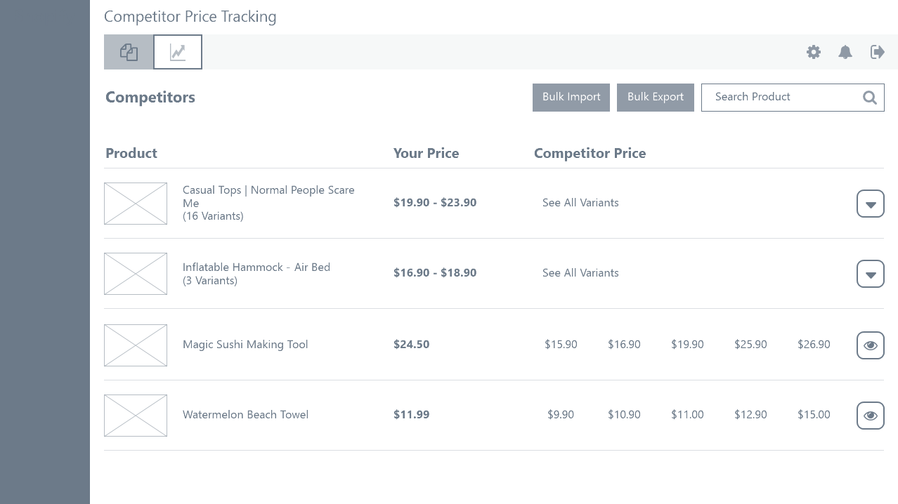 case study: wireframing - competitor tracking dashboard: competitors