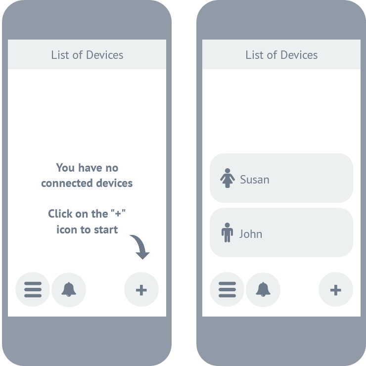 list of devices screen